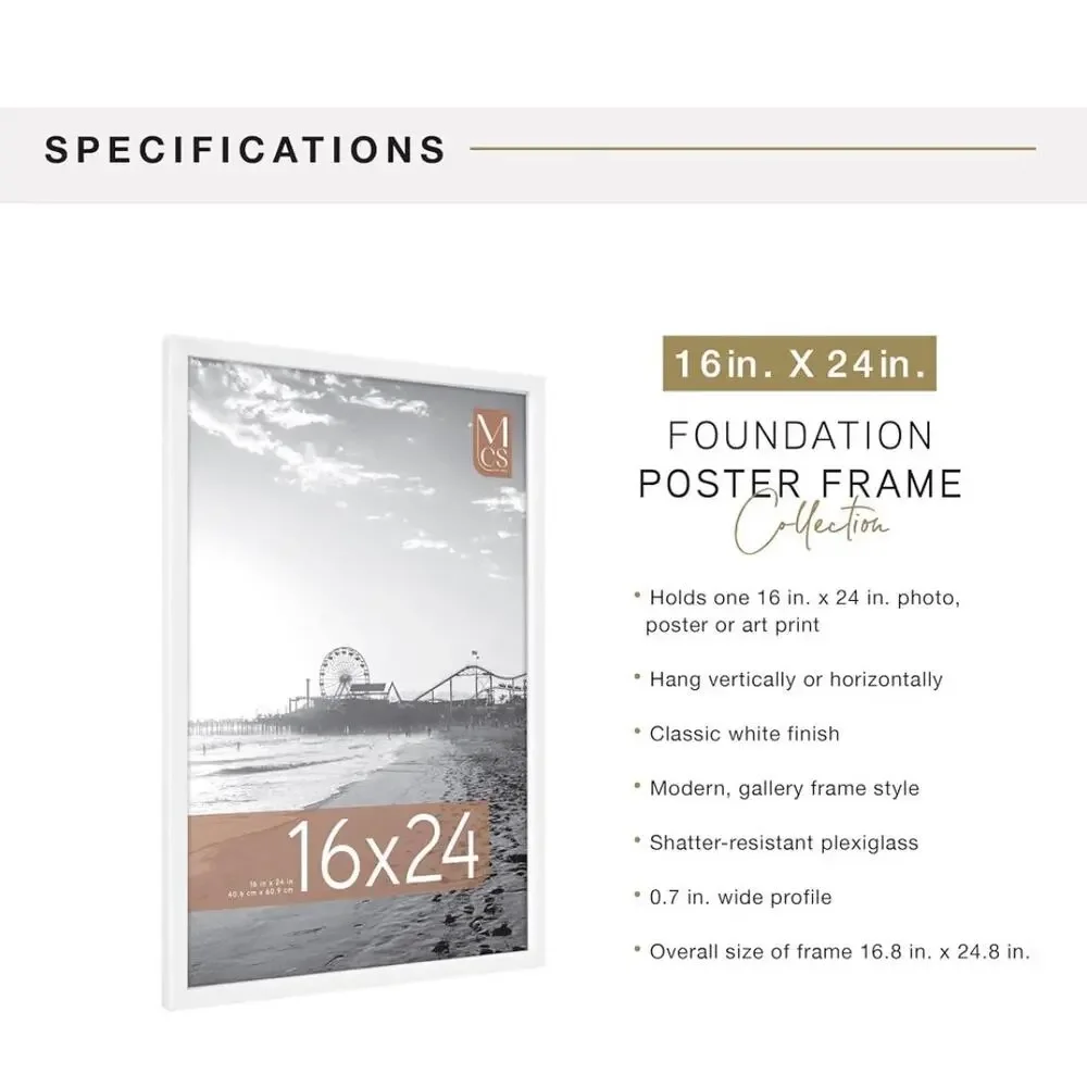 Set of 2 MCS Gallery Foundation White 16x24 Poster Frames
